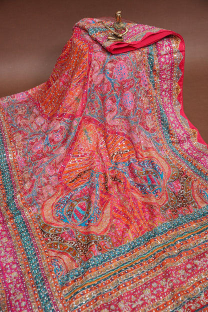 Rani Pink Designer Paisley Party Wear Saree