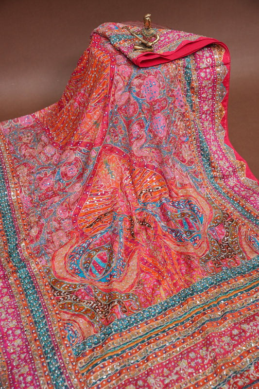 Rani Pink Designer Paisley Party Wear Saree