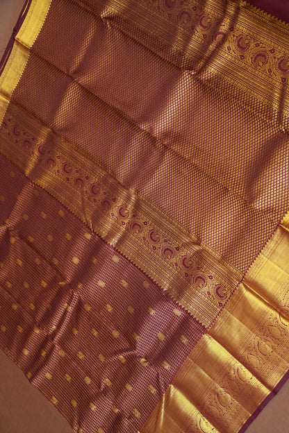 Maroon Pure Kanchivaram Silk Saree with Rich Gold Zari Weave|Silk Mark Certified.