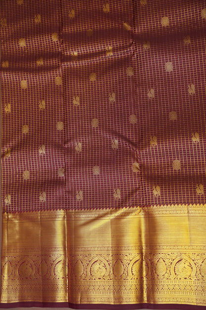 Maroon Pure Kanchivaram Silk Saree with Rich Gold Zari Weave|Silk Mark Certified.