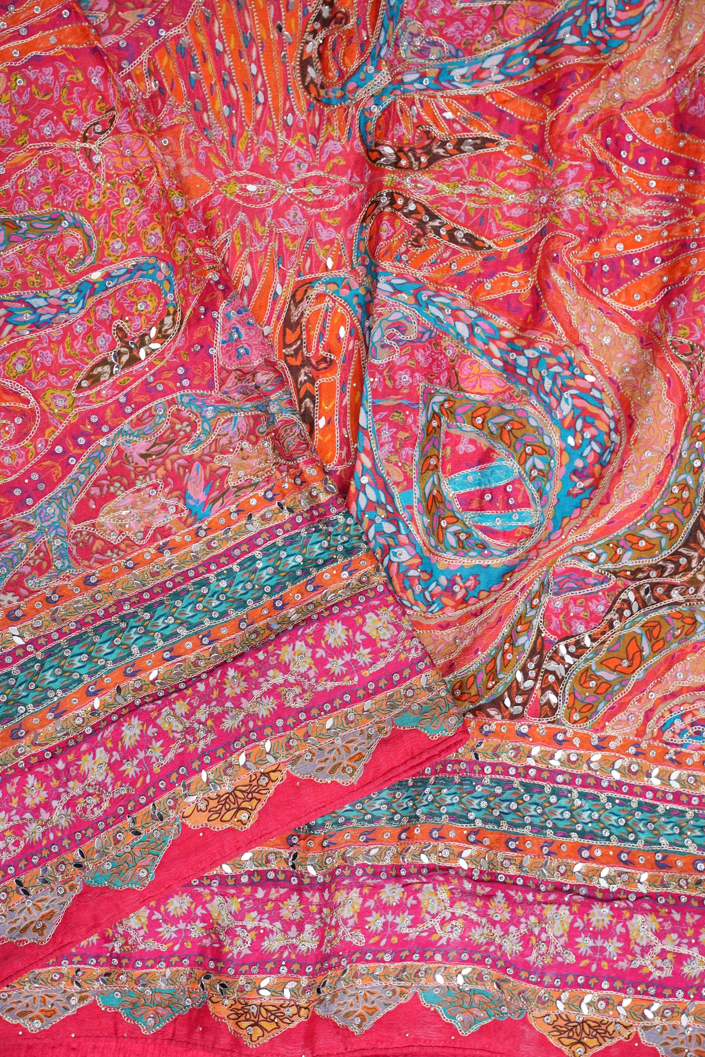 Rani Pink Designer Paisley Party Wear Saree