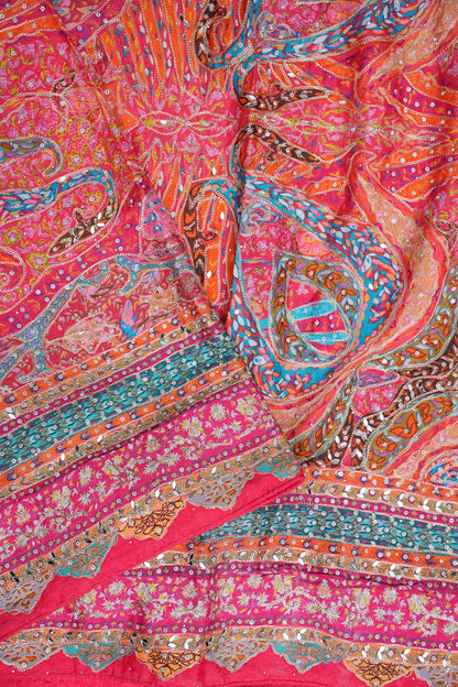 Rani Pink Designer Paisley Party Wear Saree
