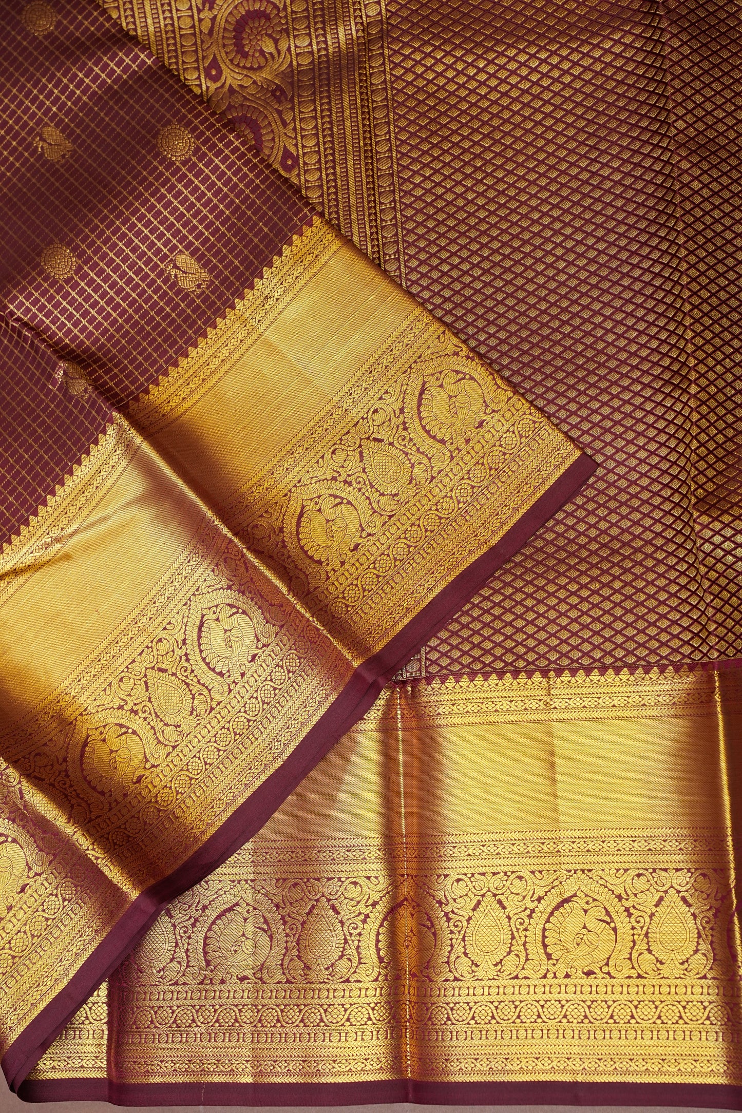 Maroon Pure Kanchivaram Silk Saree with Rich Gold Zari Weave|Silk Mark Certified.