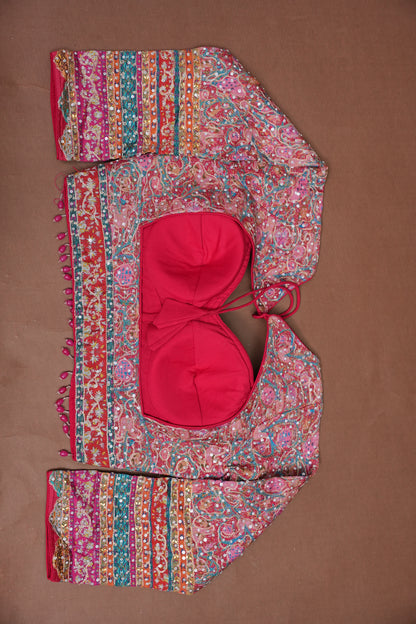 Rani Pink Designer Paisley Party Wear Saree