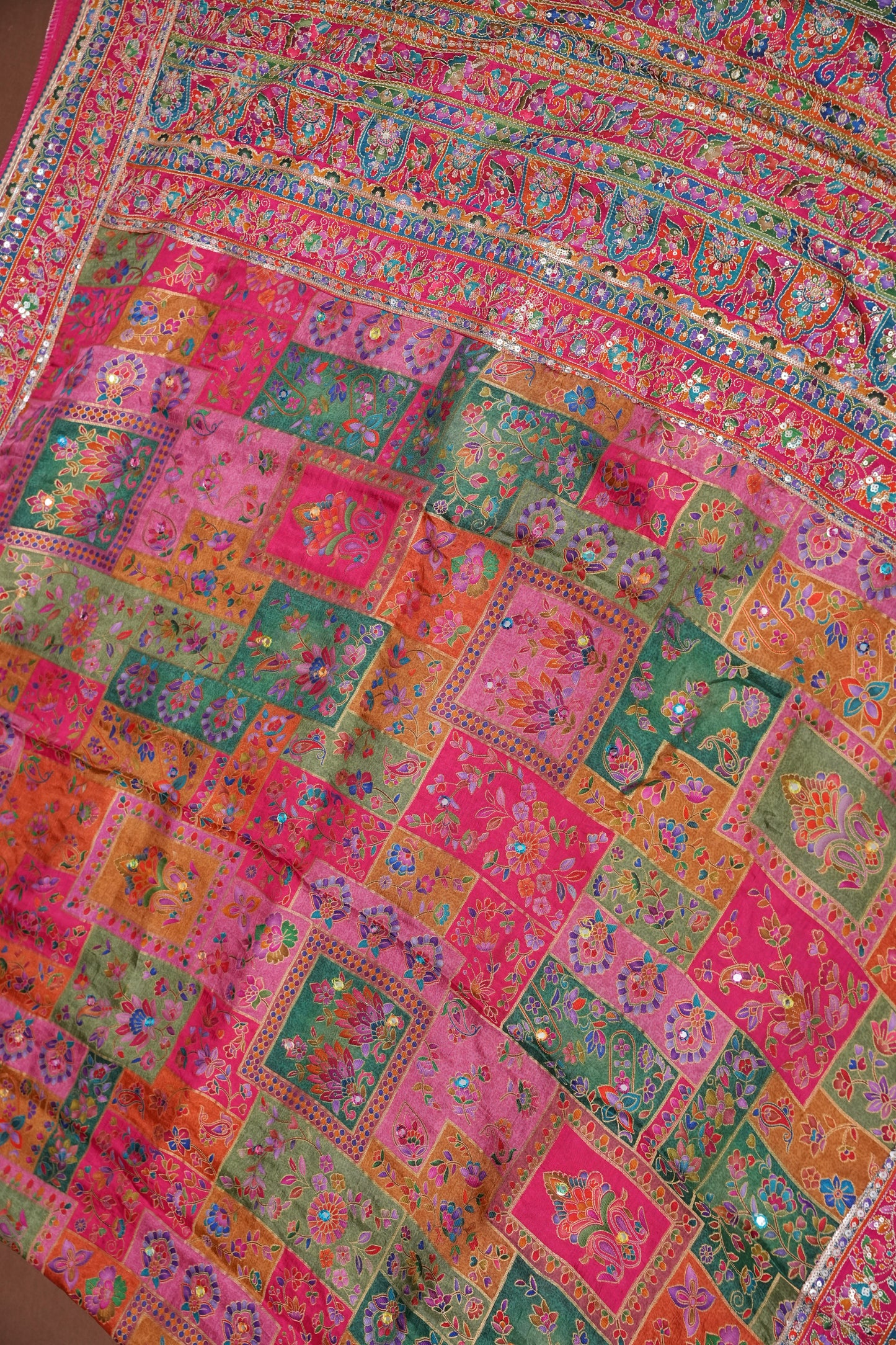 Multicolour Floral Patchwork Party Wear Saree