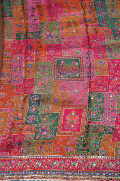 Multicolour Floral Patchwork Party Wear Saree