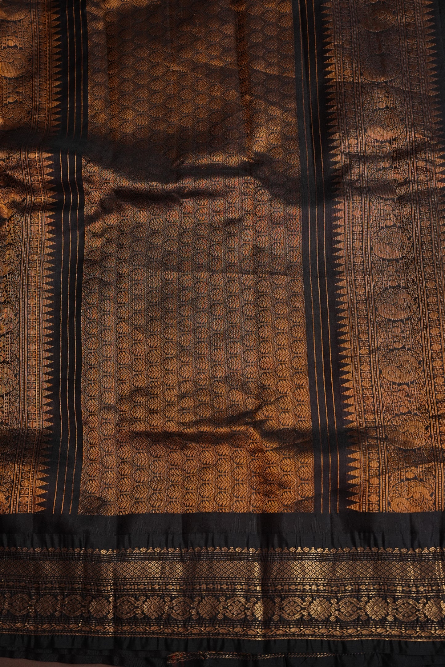 Pure Gadwal Silk Saree - Blue with Black