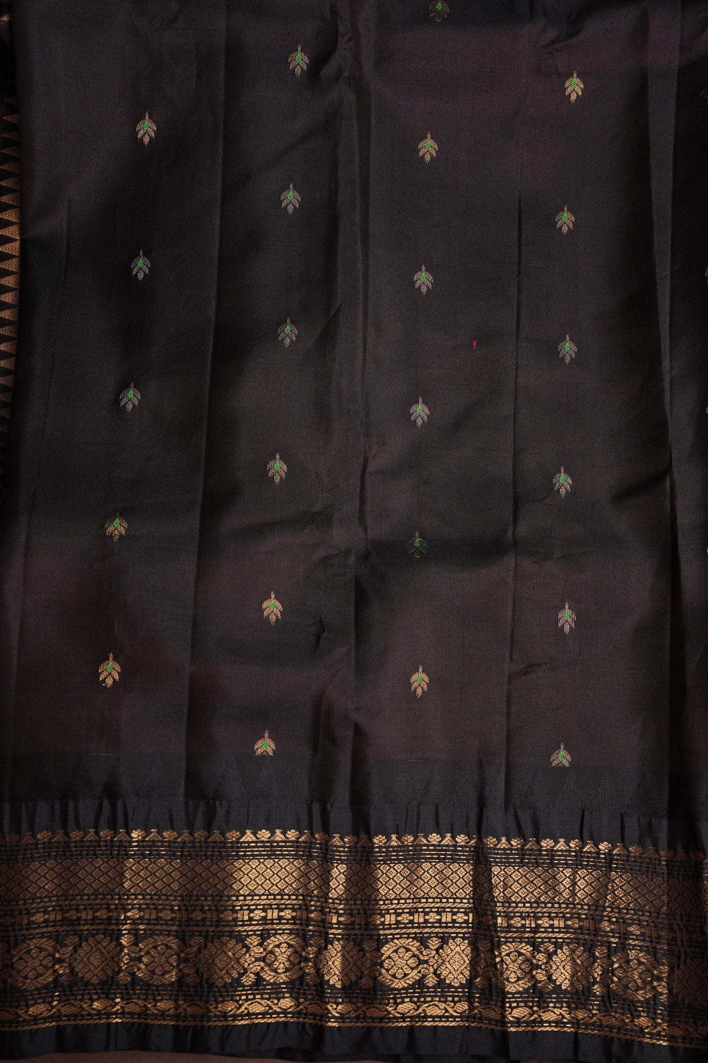 Pure Gadwal Silk Saree - Blue with Black
