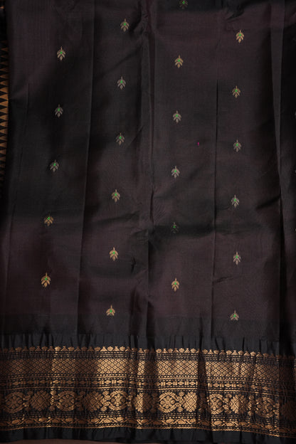 Pure Gadwal Silk Saree - Blue with Black