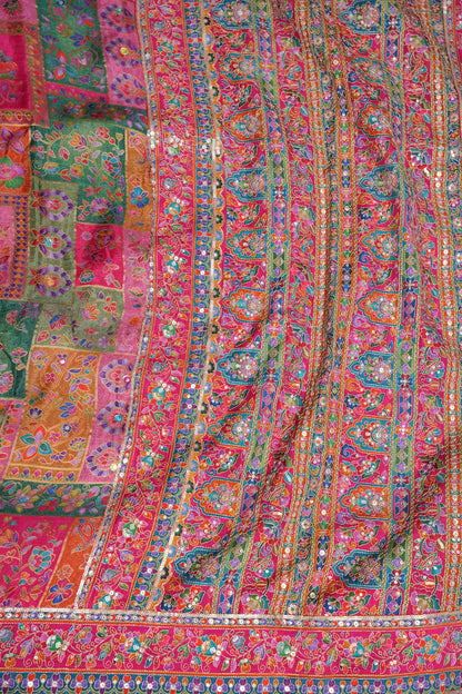 Multicolour Floral Patchwork Party Wear Saree