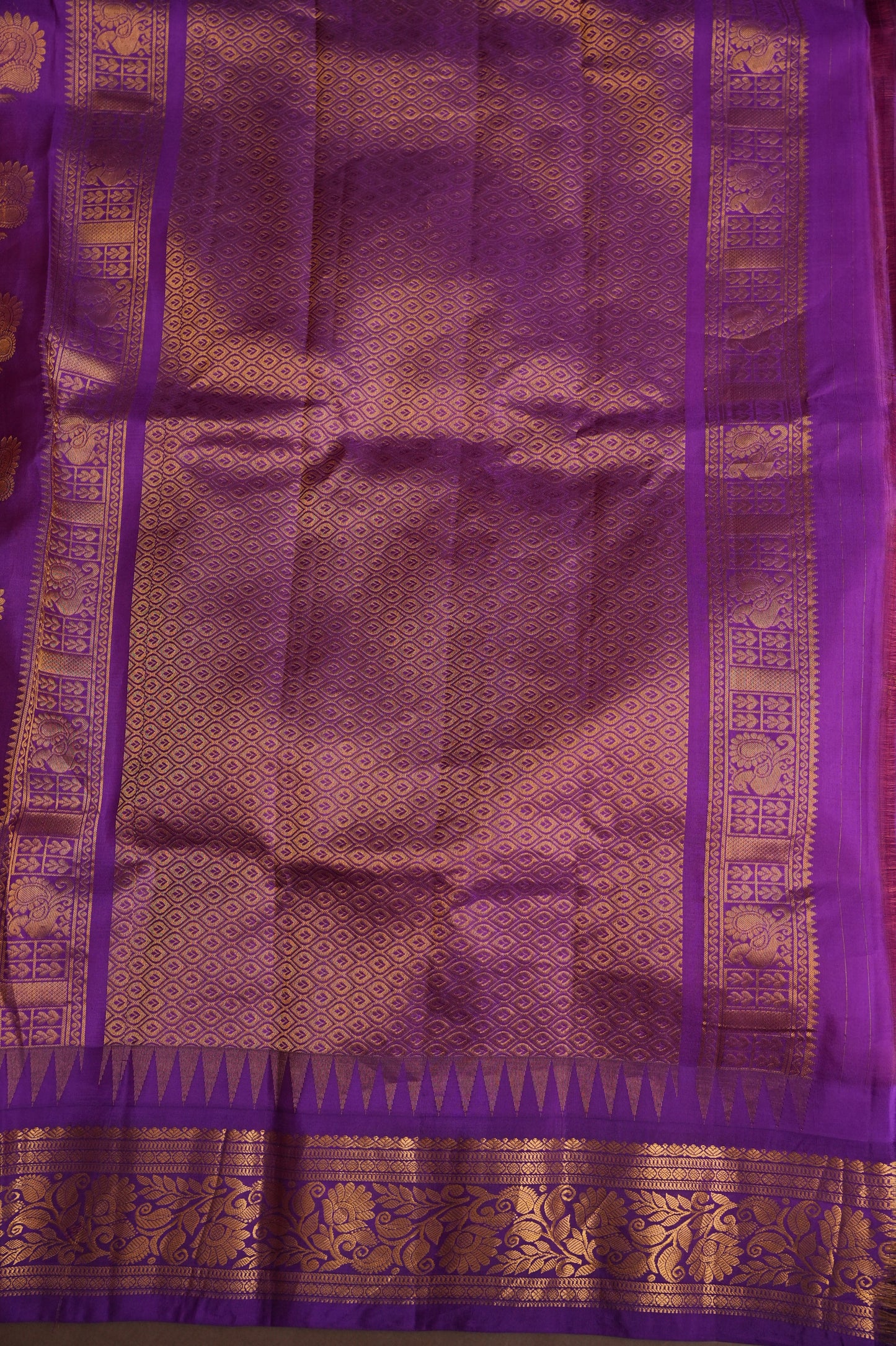 Pure Gadwal Silk Saree - Candy Pink with Deep Purple