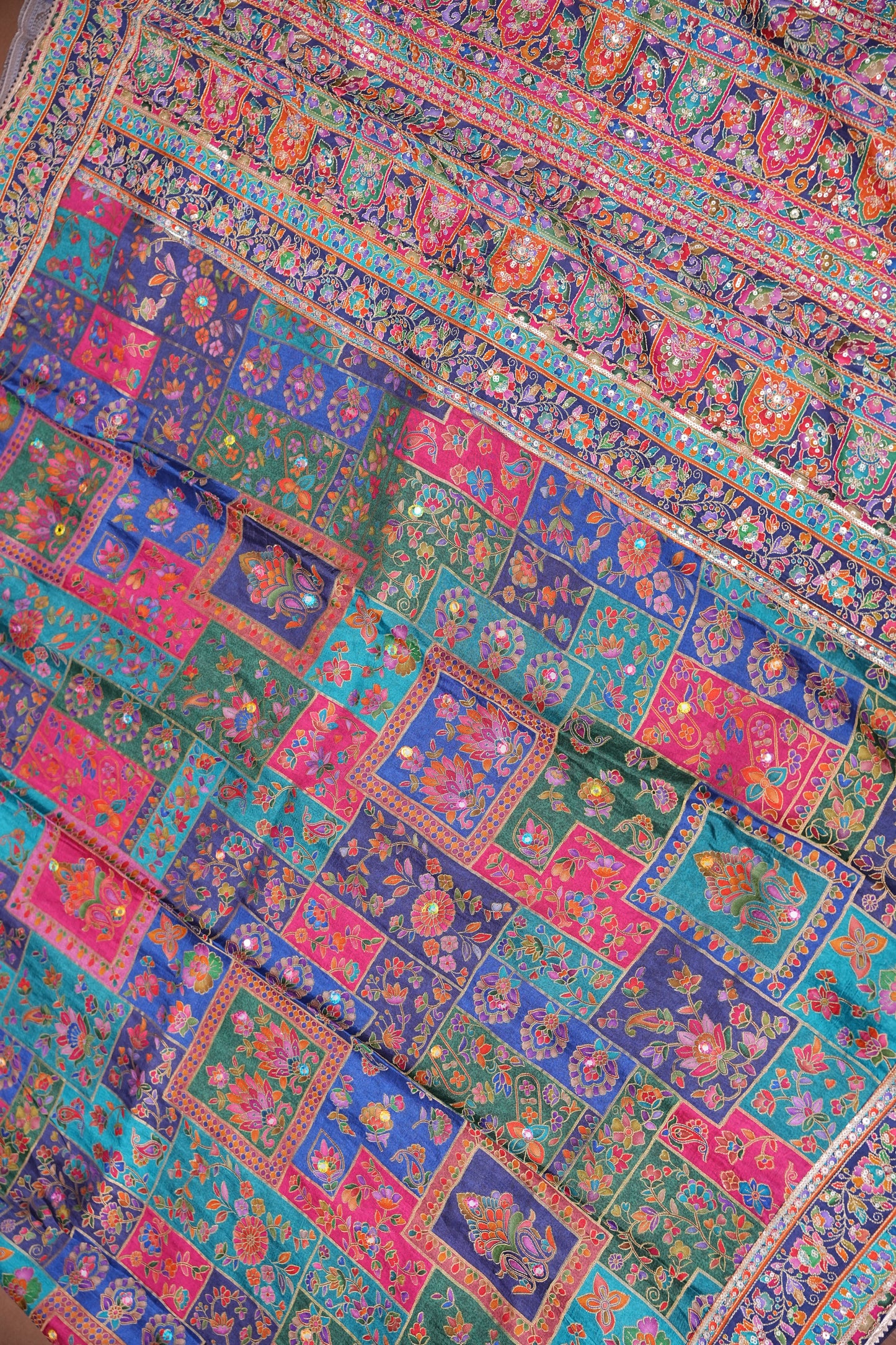 Midnight Blue Multicolour Floral Party Wear Saree