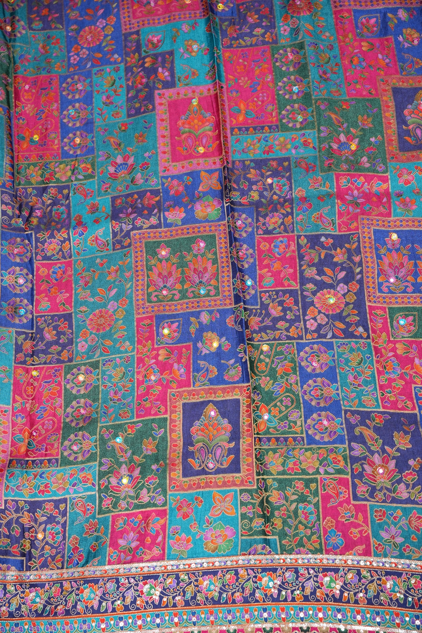 Midnight Blue Multicolour Floral Party Wear Saree