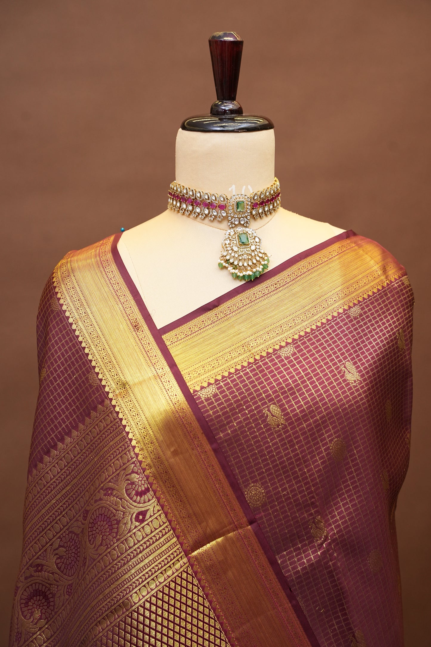 Maroon Pure Kanchivaram Silk Saree with Rich Gold Zari Weave|Silk Mark Certified.
