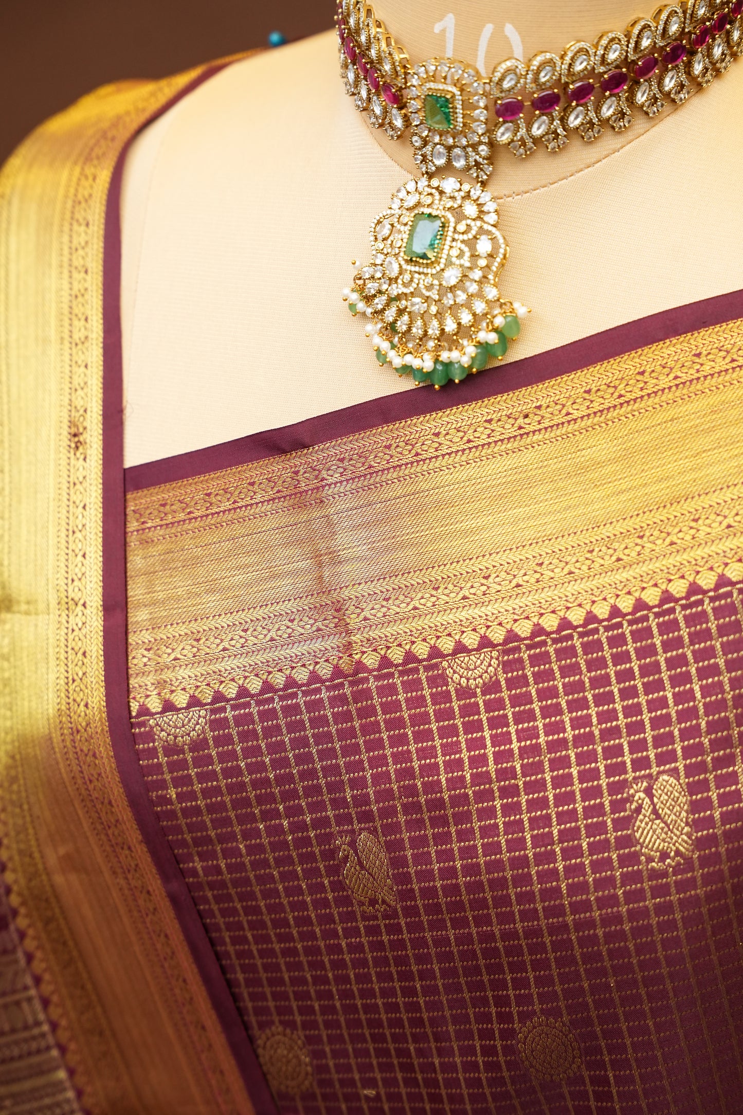 Maroon Pure Kanchivaram Silk Saree with Rich Gold Zari Weave|Silk Mark Certified.