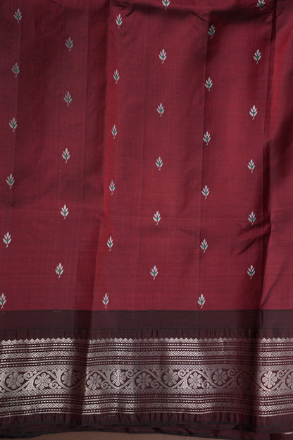Pure Gadwal Silk Saree - Peach with Maroon