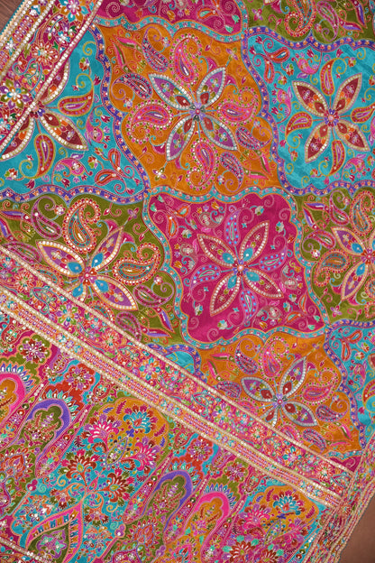 Multicolour Paisley and floral motifs Designer Party Wear Saree