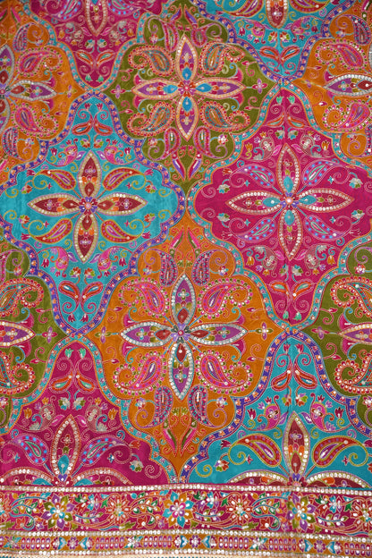 Multicolour Paisley and floral motifs Designer Party Wear Saree