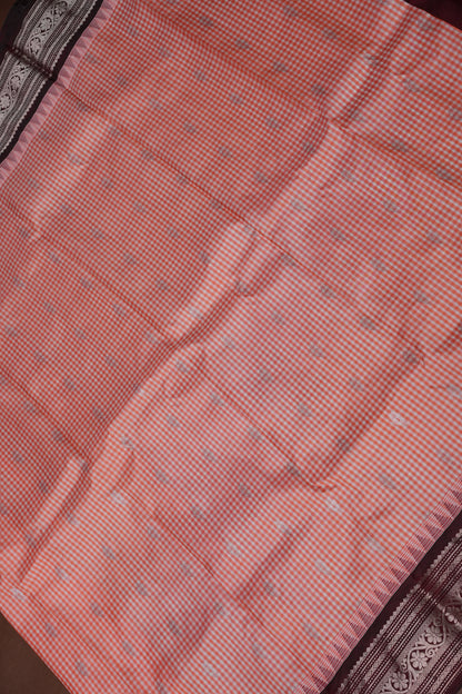 Pure Gadwal Silk Saree - Peach with Maroon
