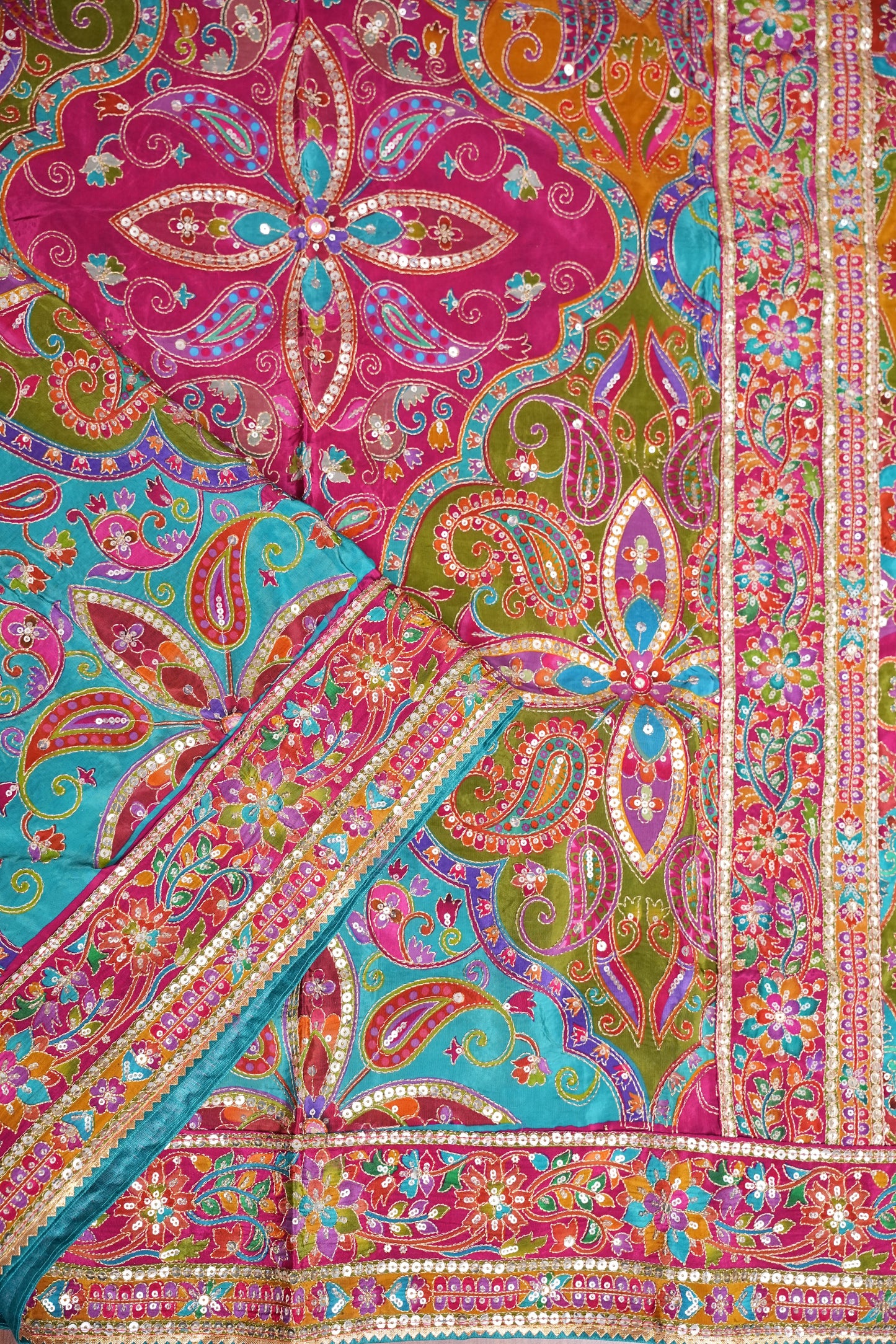 Multicolour Paisley and floral motifs Designer Party Wear Saree