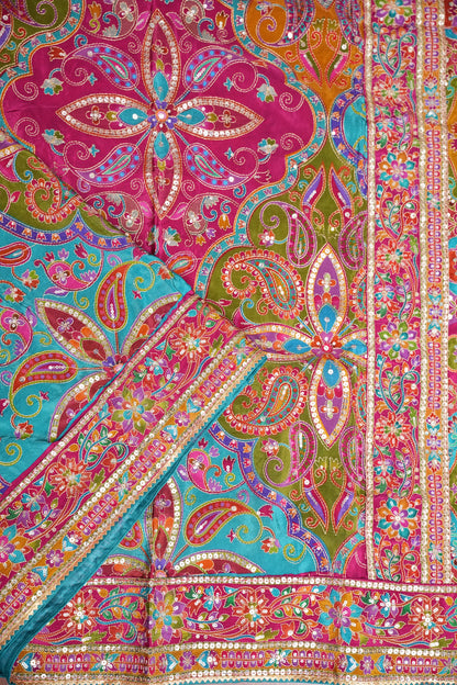 Multicolour Paisley and floral motifs Designer Party Wear Saree