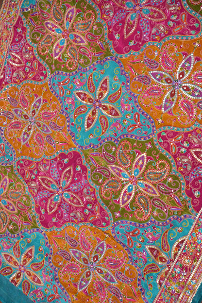 Multicolour Paisley and floral motifs Designer Party Wear Saree
