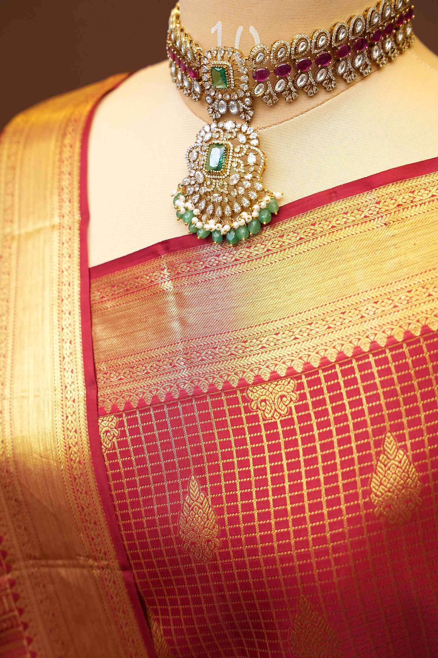 Bridal Deep Red Pure Kanchivaram Silk Saree with Classic Gold Zari Weave|Silk Mark Certified.