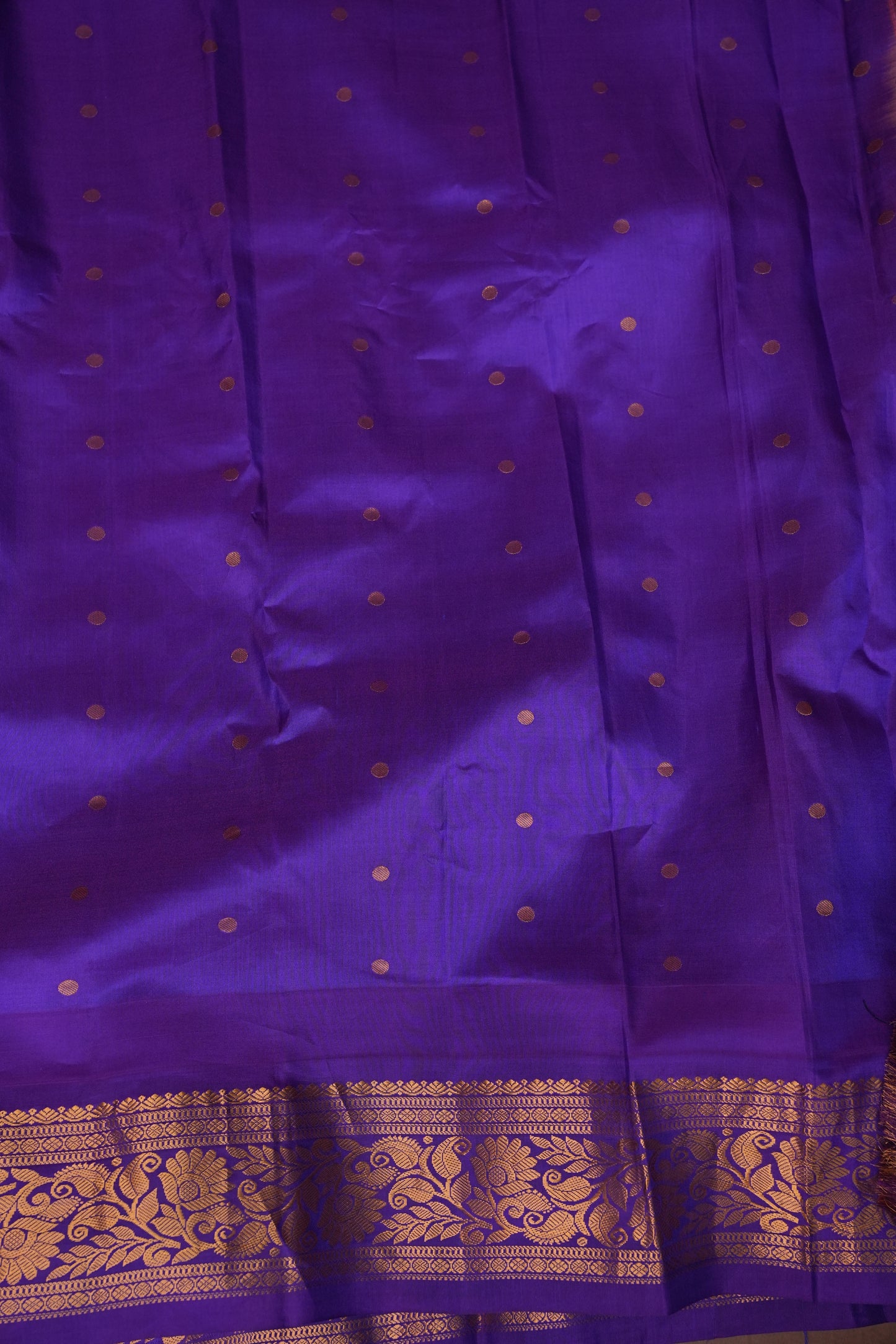 Pure Gadwal Silk Saree - Yellow with Purple