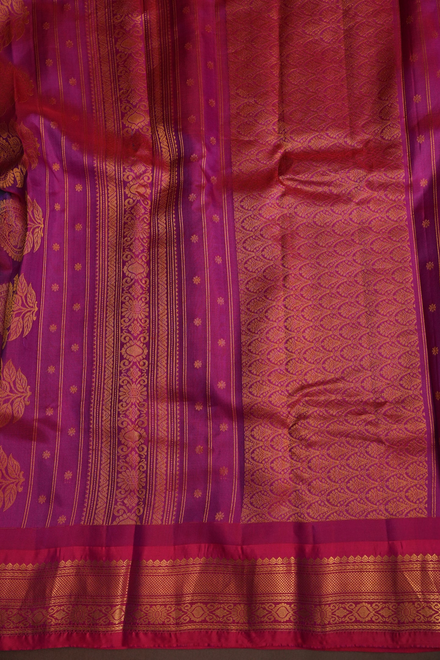 Pure Gadwal Silk Saree - Blue with Pink