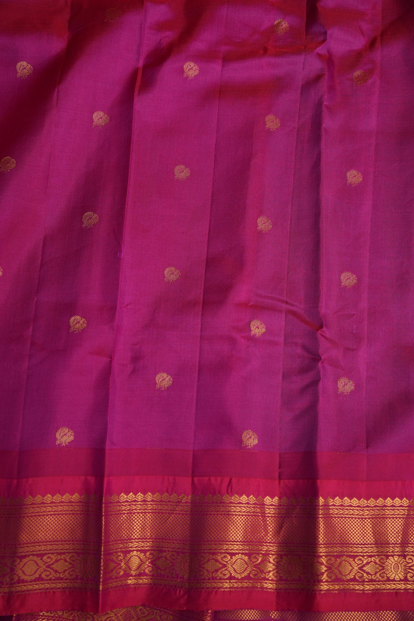 Pure Gadwal Silk Saree - Blue with Pink