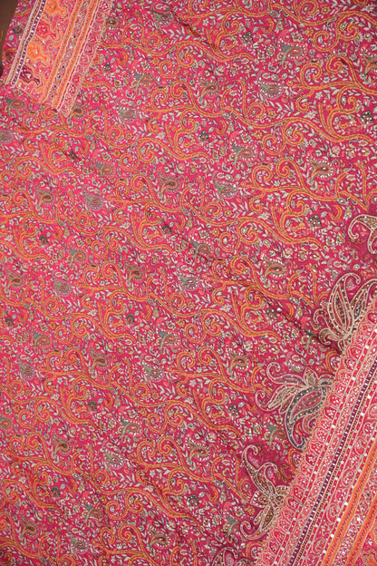Rani Pink Designer Party Wear Saree with Intricate Paisley Embellishments