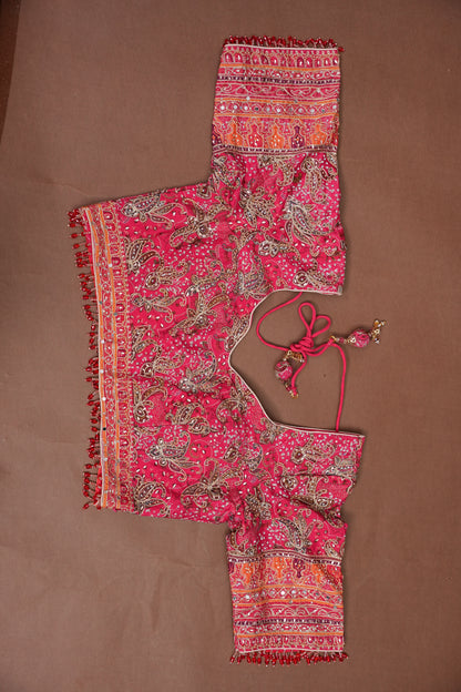 Rani Pink Designer Party Wear Saree with Intricate Paisley Embellishments
