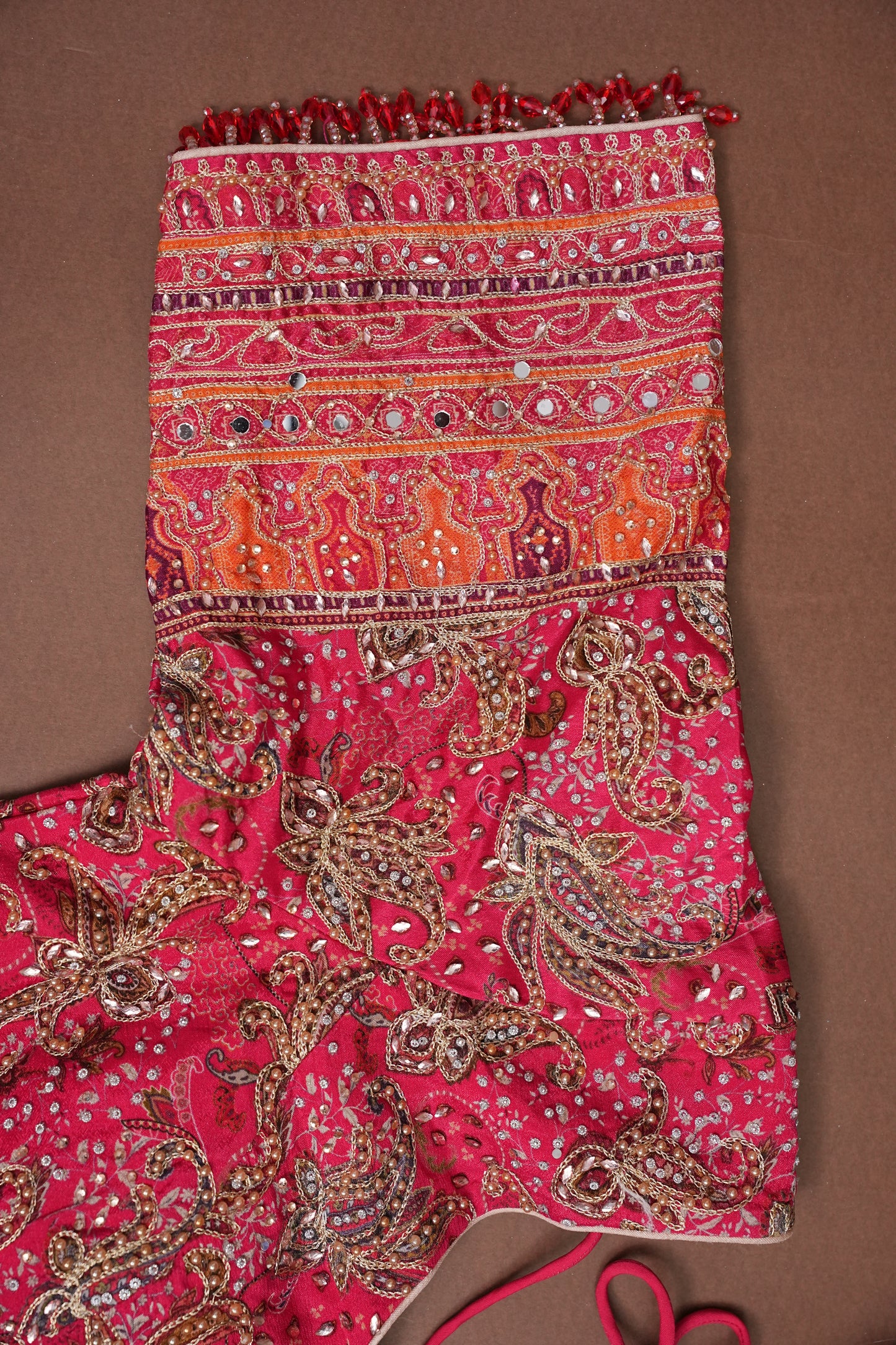 Rani Pink Designer Party Wear Saree with Intricate Paisley Embellishments