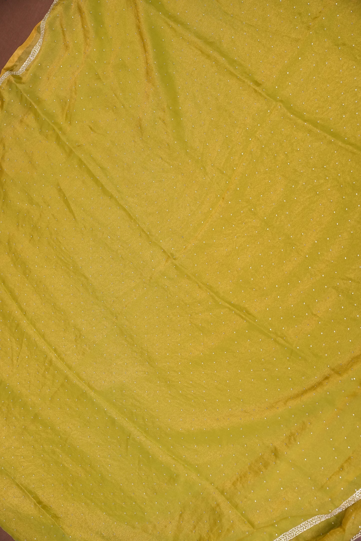 Lime Green Crystal Embellished Party Wear Saree
