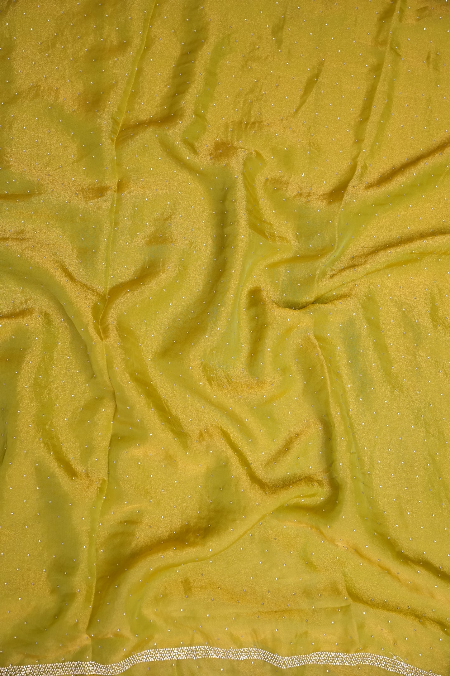Lime Green Crystal Embellished Party Wear Saree