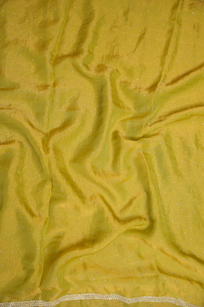 Lime Green Crystal Embellished Party Wear Saree