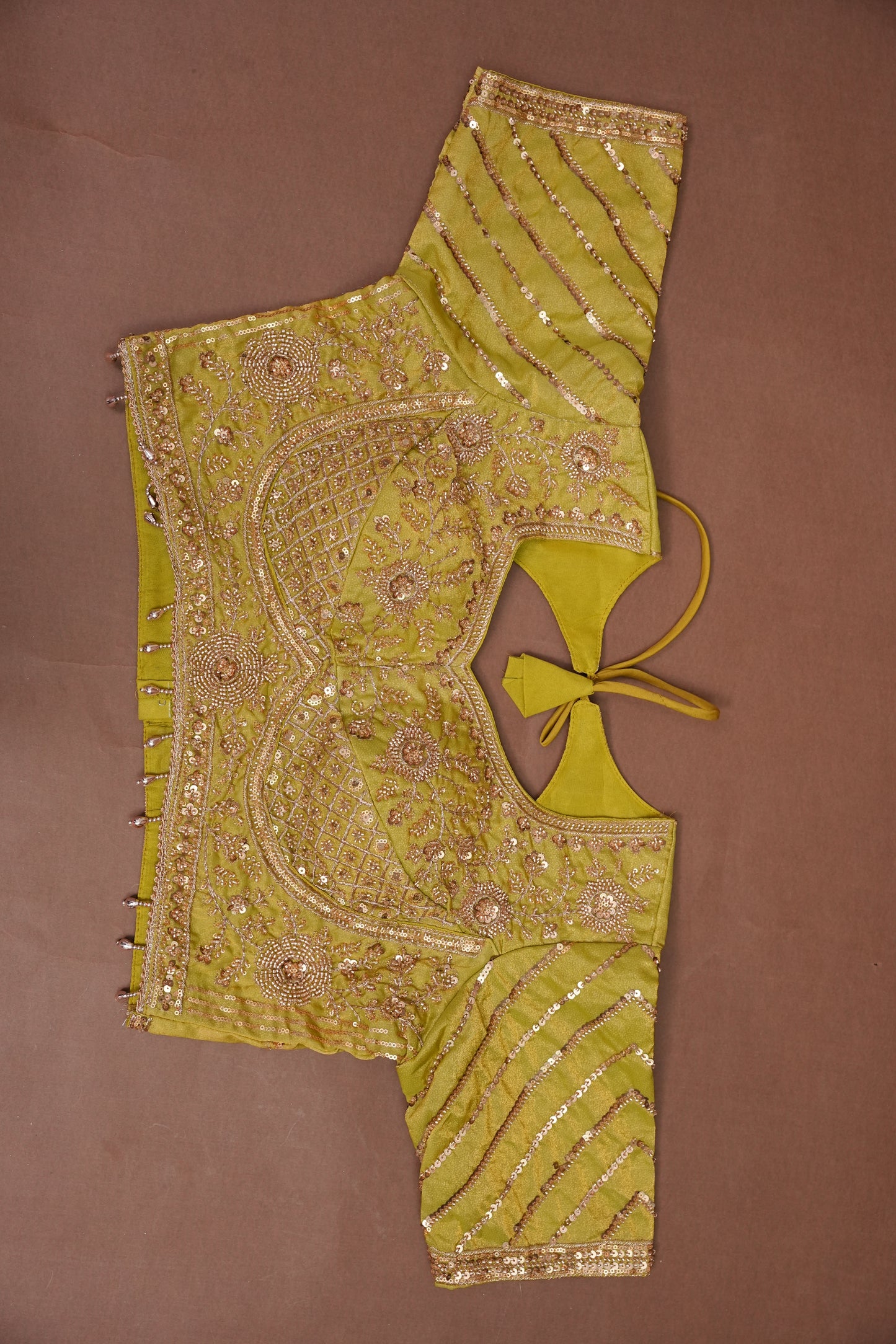 Lime Green Crystal Embellished Party Wear Saree