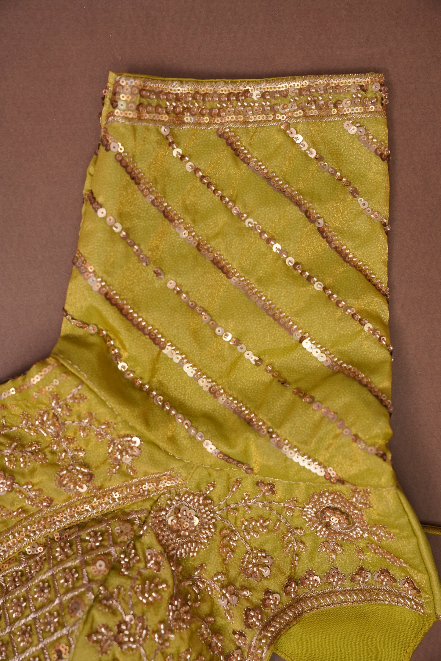 Lime Green Crystal Embellished Party Wear Saree