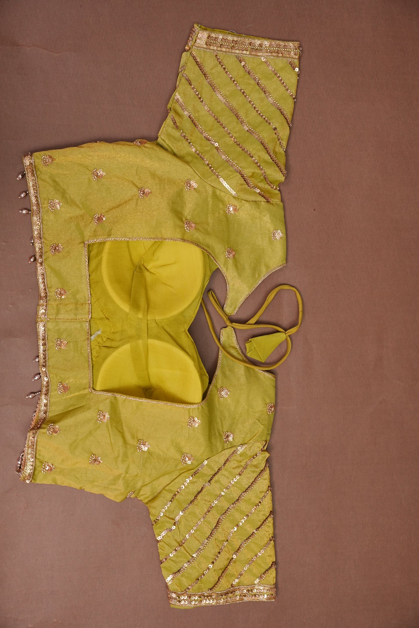Lime Green Crystal Embellished Party Wear Saree