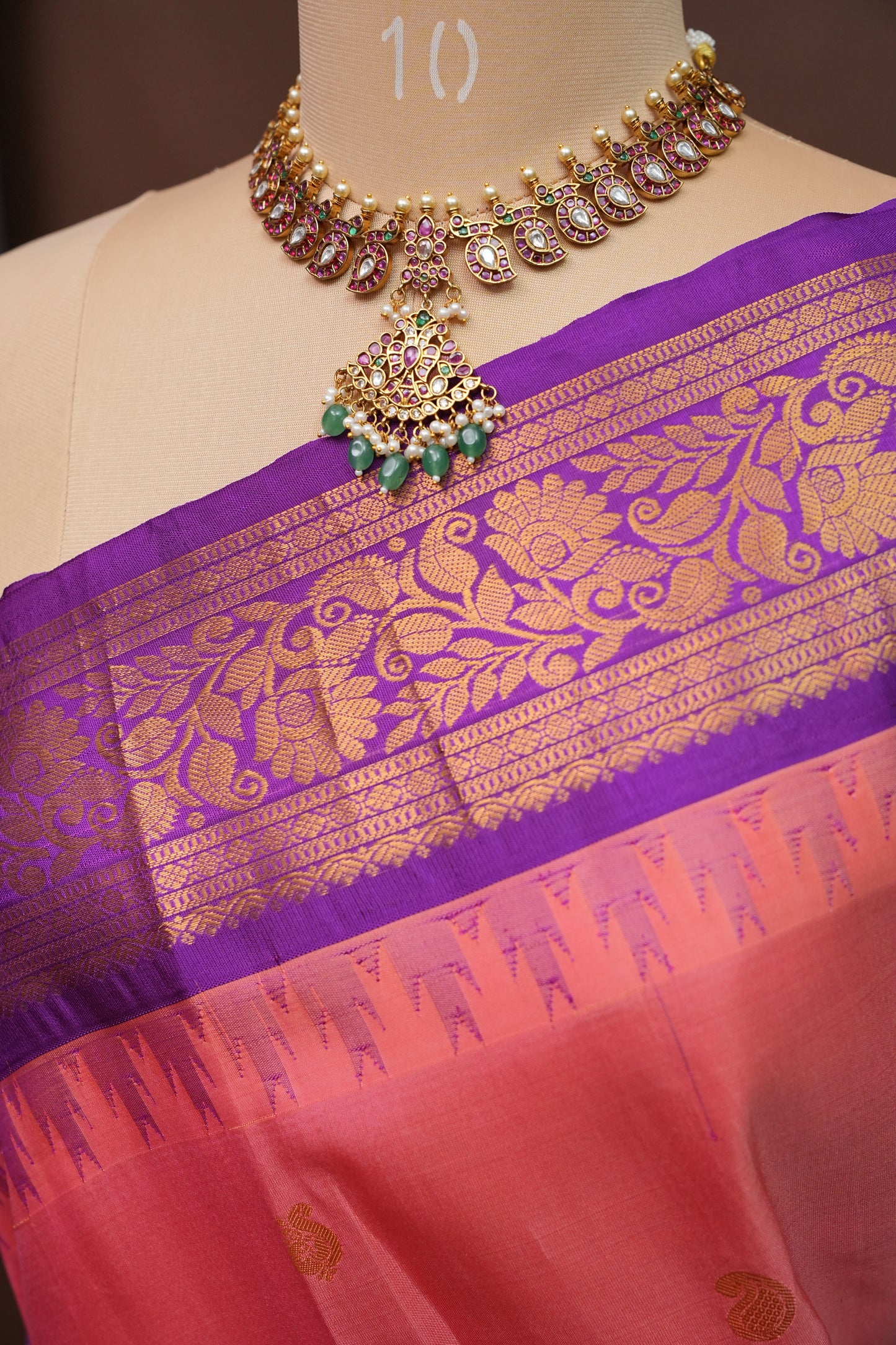 Pure Gadwal Silk Saree - Candy Pink with Deep Purple