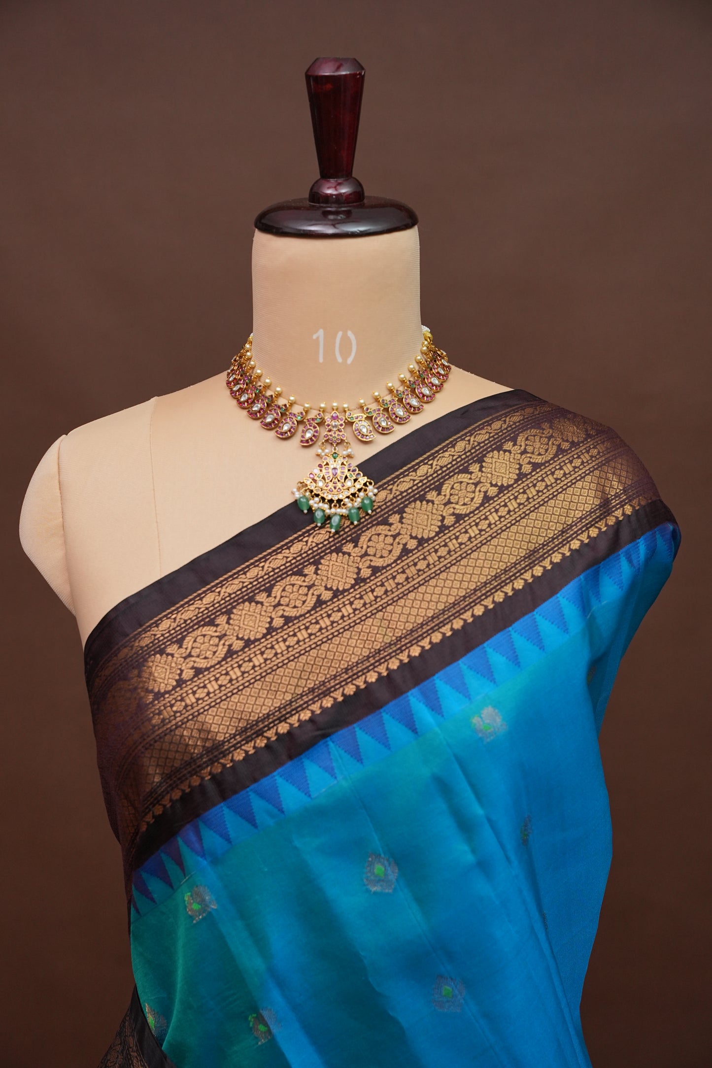 Pure Gadwal Silk Saree - Blue with Black