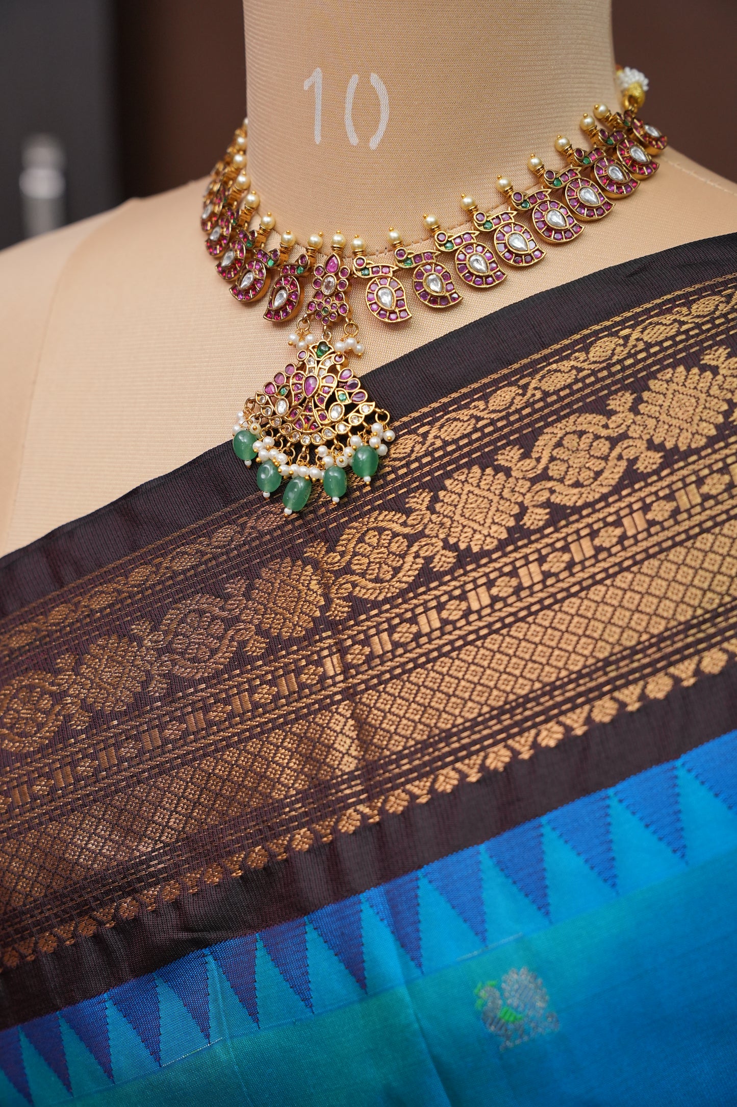 Pure Gadwal Silk Saree - Blue with Black