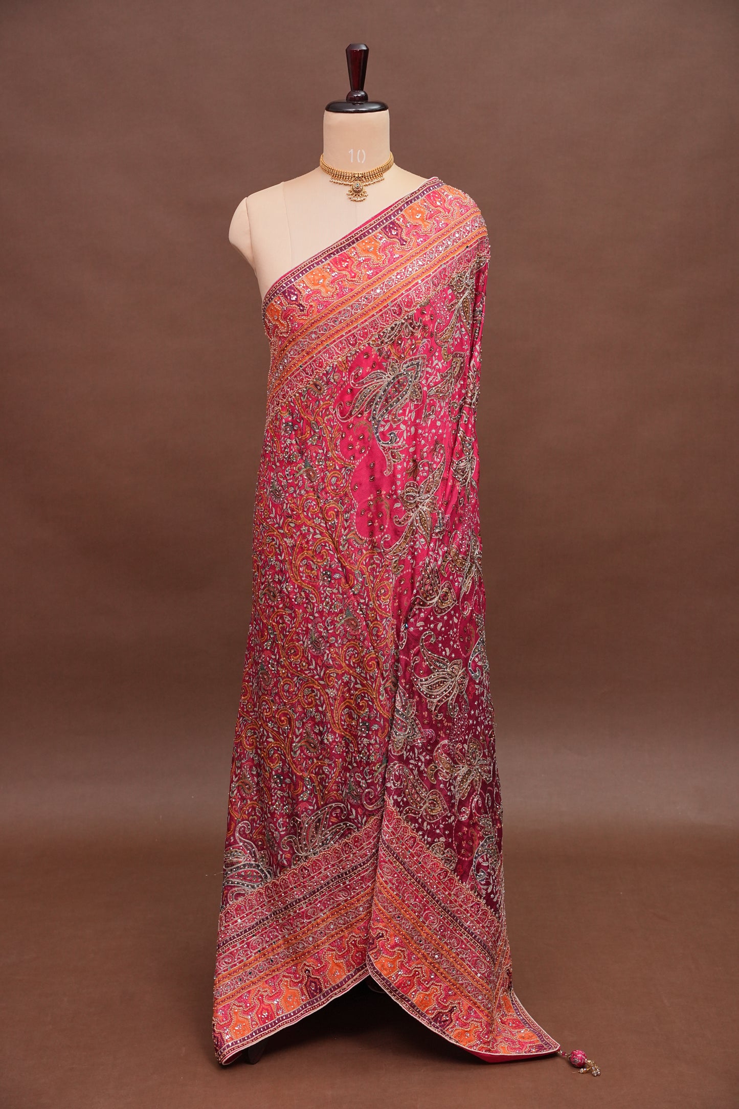 Rani Pink Designer Paisley Party Wear Saree