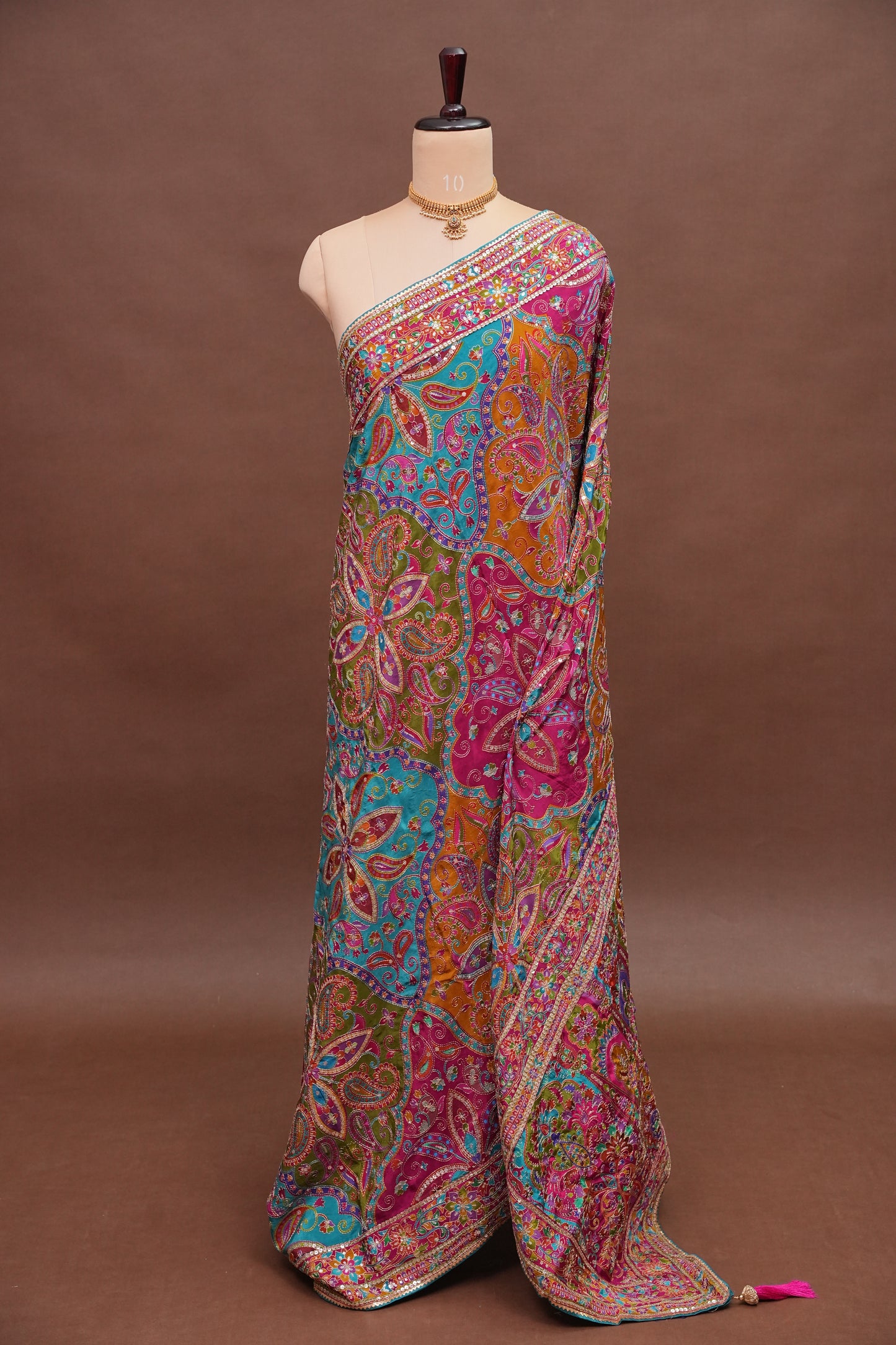Multicolour Paisley and floral motifs Designer Party Wear Saree