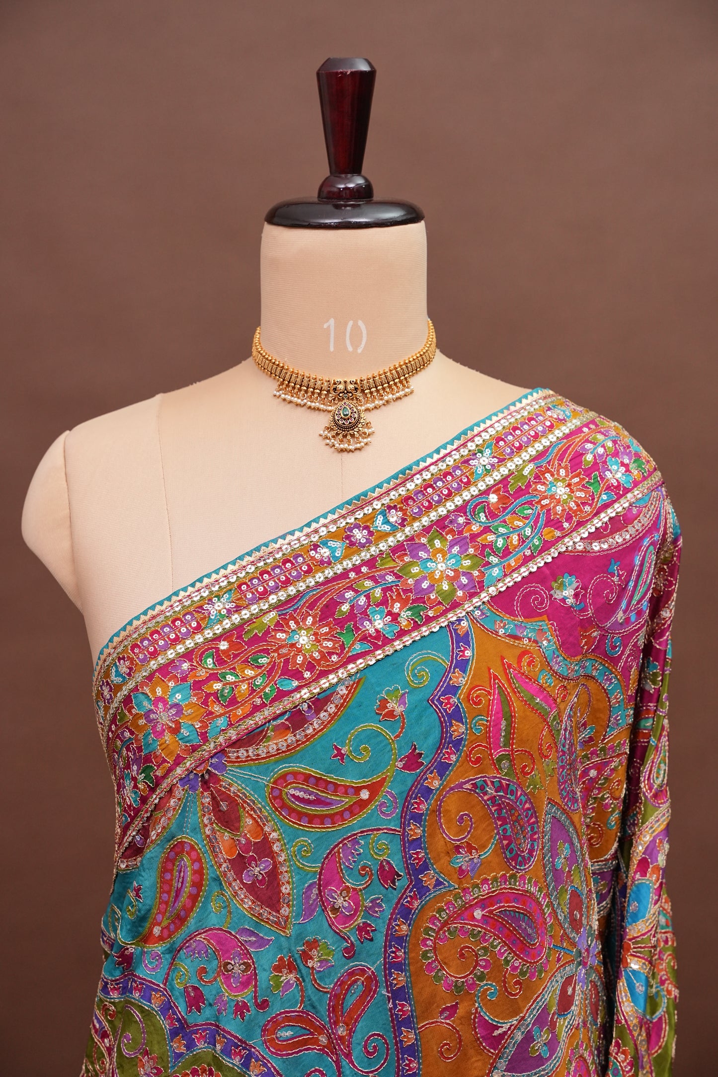 Multicolour Paisley and floral motifs Designer Party Wear Saree