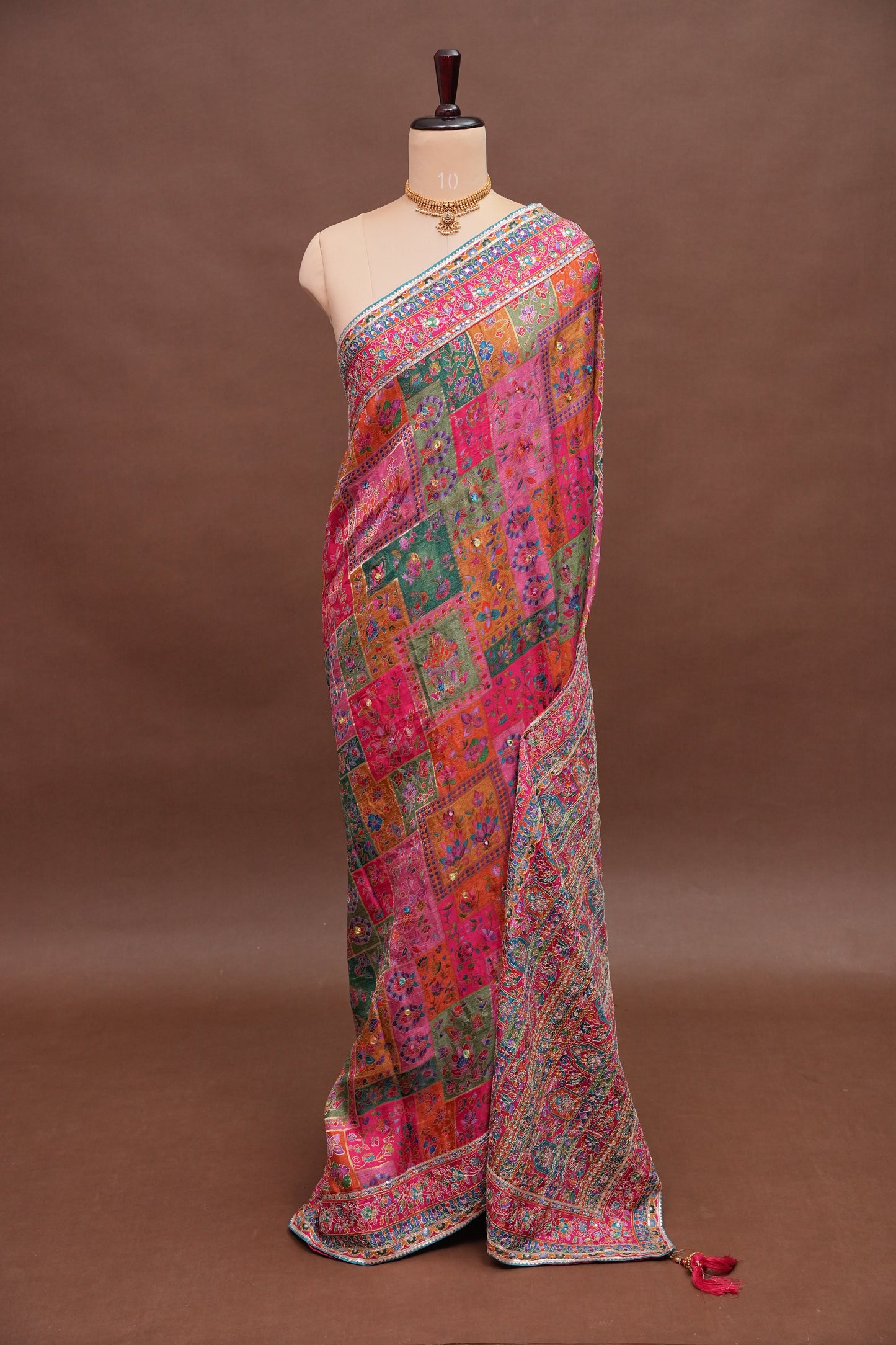 Multicolour Floral Patchwork Party Wear Saree