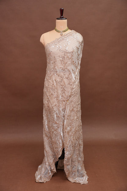 Champagne Blush Sequin Embroidered Party Wear Saree|Subarnam's Exclusive