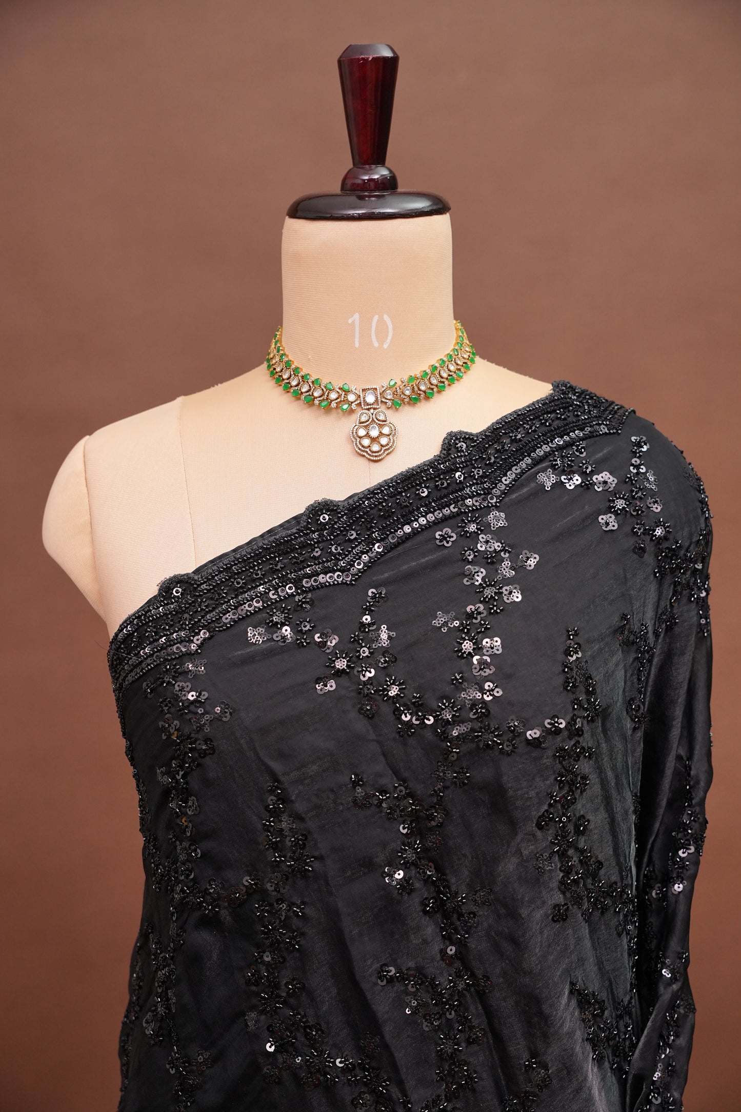 Midnight Black Sequin Embroidered Party Wear Saree|Subarnam's Exclusive