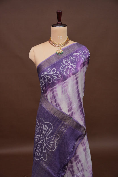 Mangalagiri Silk Shibori Tie & Dye Saree - Lavender