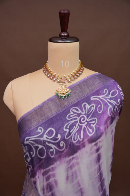 Mangalagiri Silk Shibori Tie & Dye Saree - Lavender